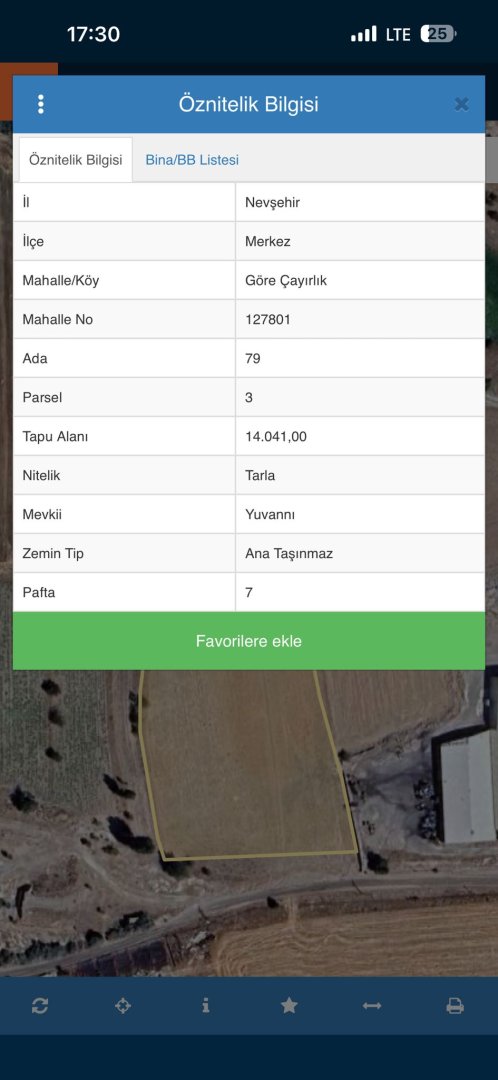 GÖRE ÇAYIRLIKTA 14 DÖNÜM SATILIK TARLA