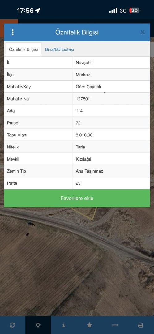 GÖRE ÇAYIRLIKTA 8 DÖNÜM SATILIK TARLA