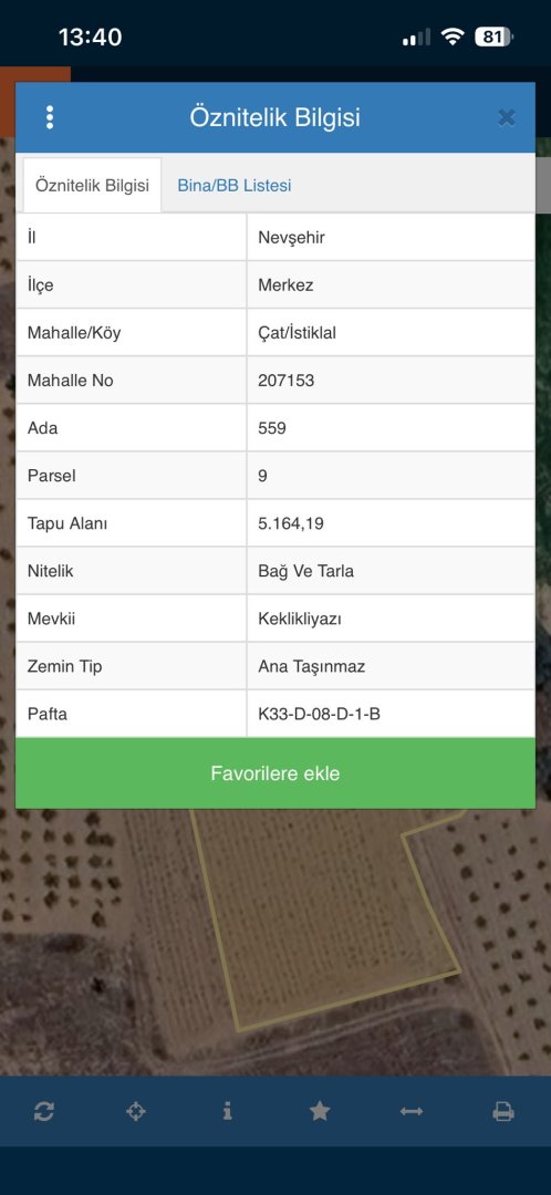 ÇAT MEVKİİNDE SATILIK BAĞ